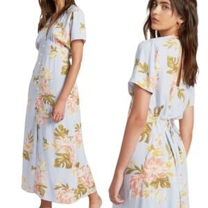 Billabong XS Lucky In Love Mid Dress Boho Floral Summer Beach Lightweight Breezy